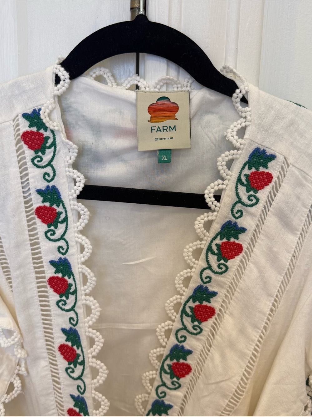 Farm Rio White Embroidered Strawberry Romper - Picture 2 of 3